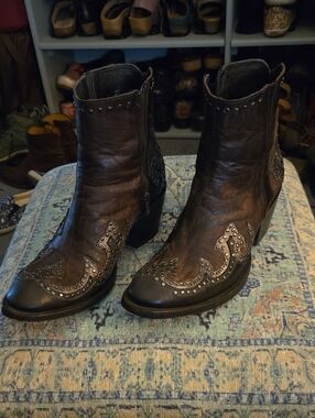 Old Gringo Brown Studded Western Ankle Boots